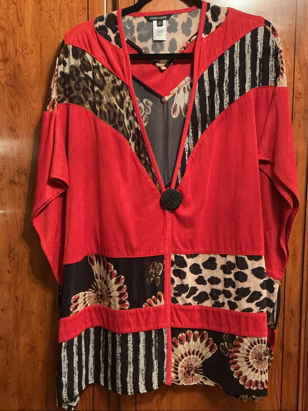 John Mark Red Multi-Pattern Camisole
